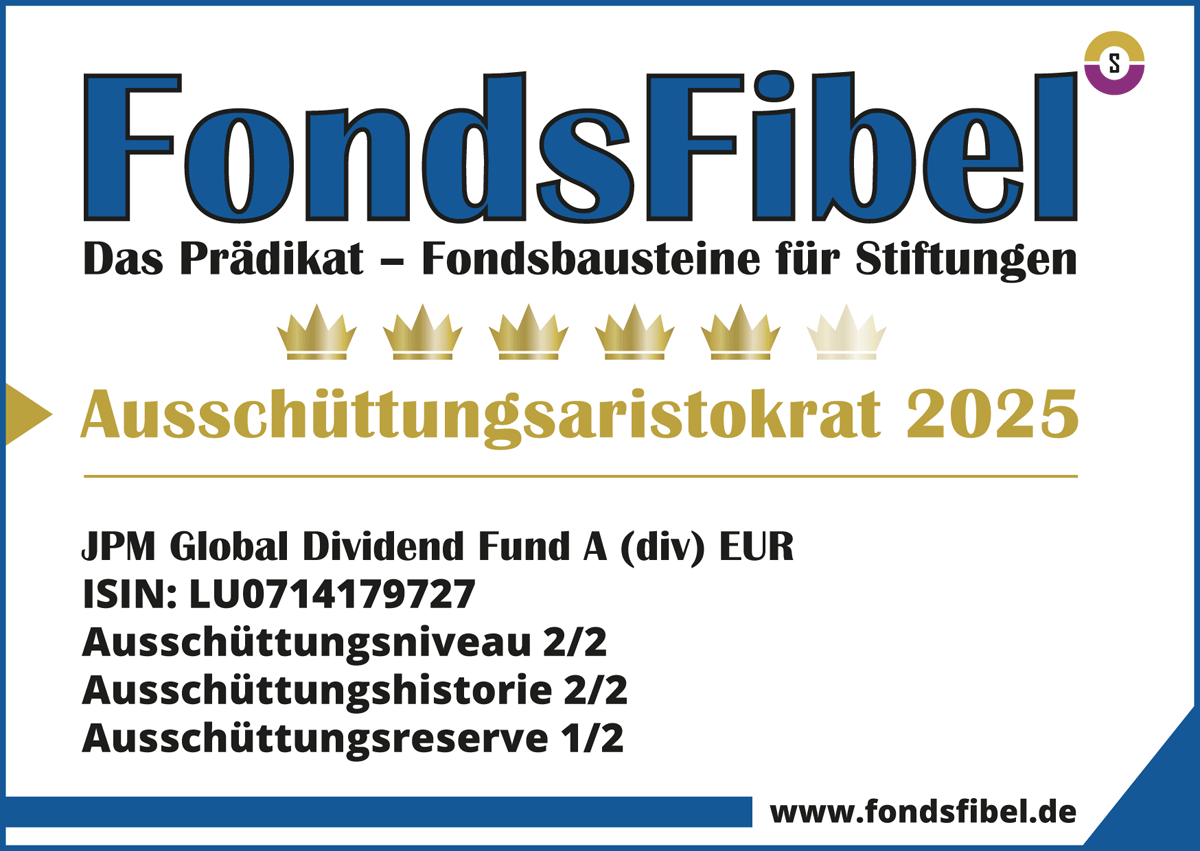 Das FondsFibel-Prädikat: JPM Global Dividend Fund A (div) EUR Das FondsFibel-Prädikat: JPM Global Dividend Fund A (div) EUR