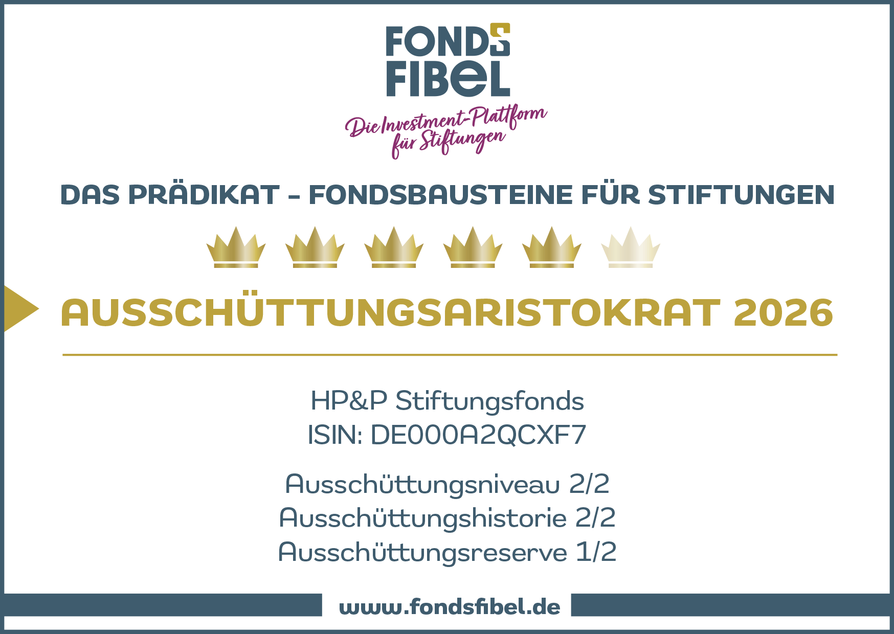 Das FondsFibel-Prädikat: HP&P Stiftungsfonds Das FondsFibel-Prädikat: HP&P Stiftungsfonds