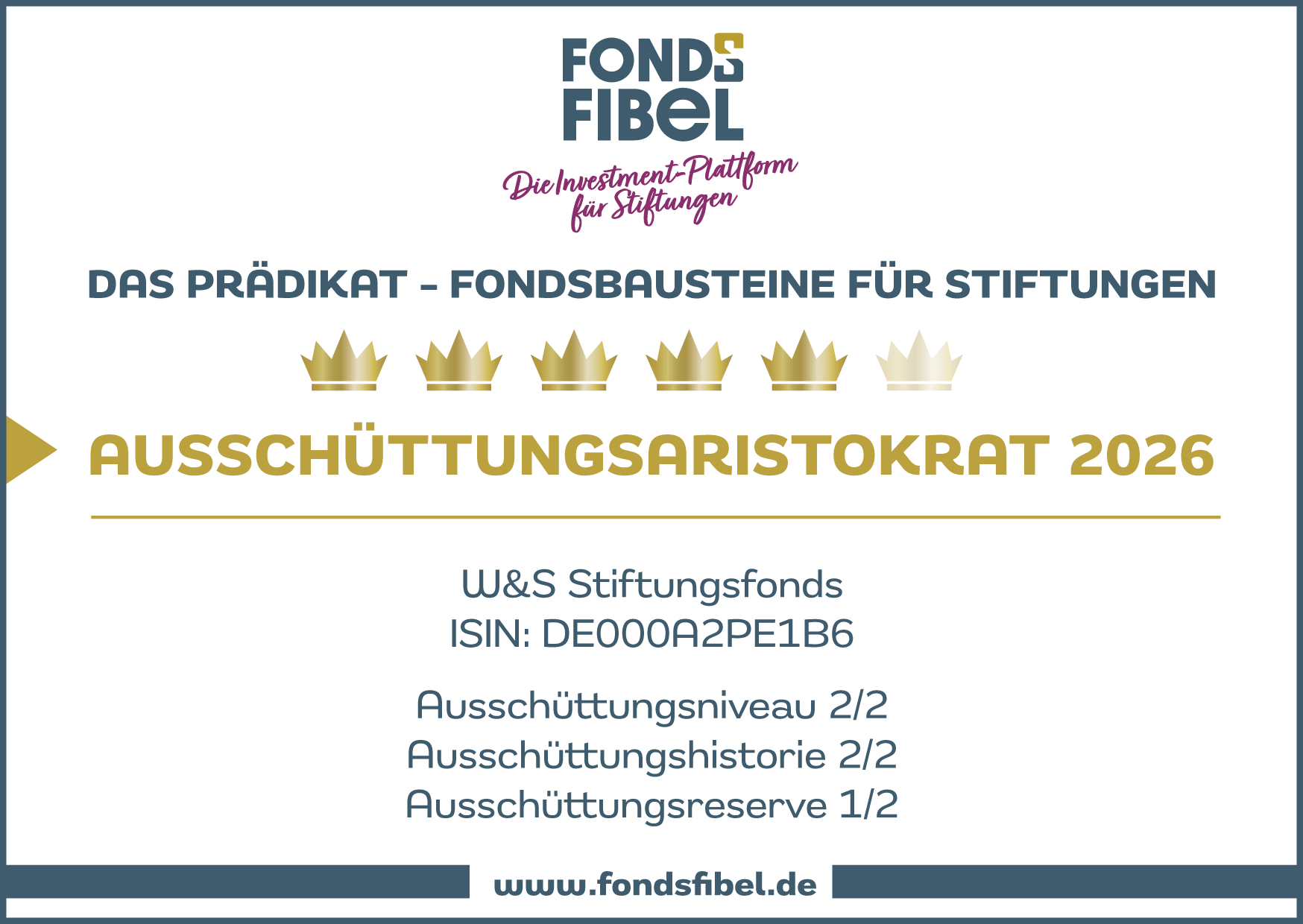 Das FondsFibel-Prädikat: W&S Stiftungsfonds